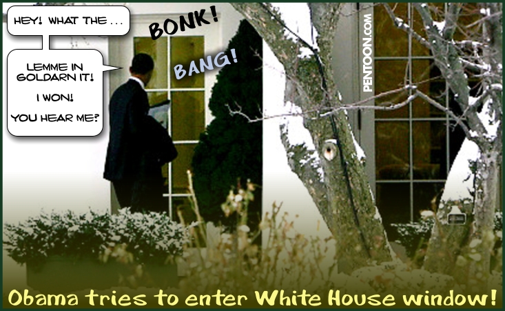 Obama walks into window